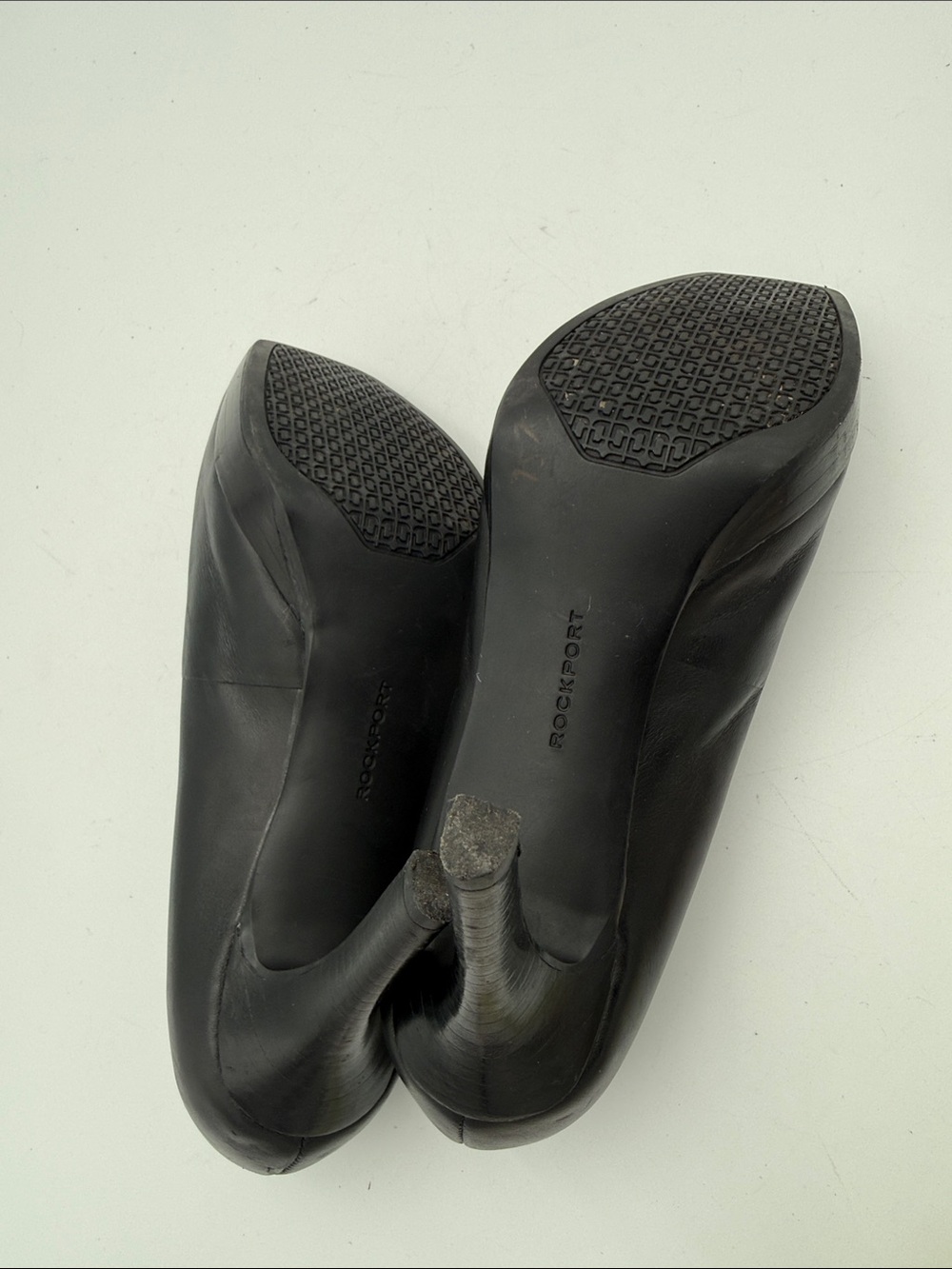 Rockport Black Square-Toe High Heel Pumps women 8M office casual retro leather - Picture 8 of 11